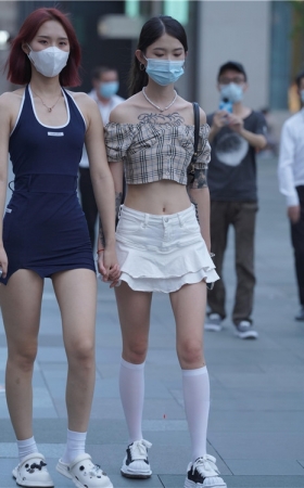 蓝色连体包臀裙美女(157P)