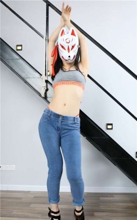 极品路腰牛仔裤美女MJ374