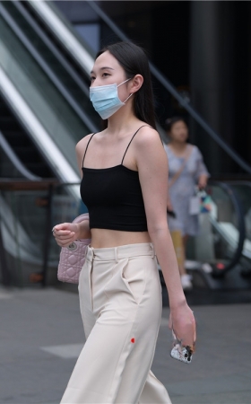 吊带长裤美女(77P)