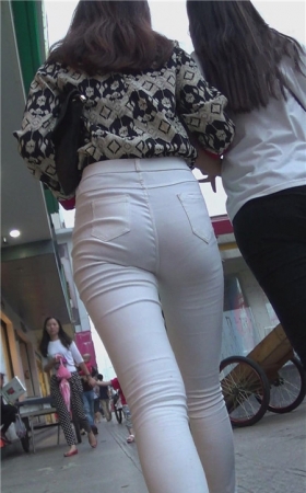 白裤高腰妹子