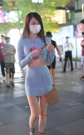 蓝色包臀裙美女(242P)