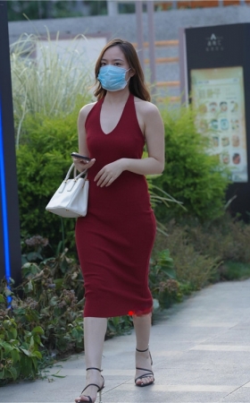 红色性感包臀长裙美女(352P)
