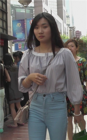 极品高腰牛仔紧身裤美女
