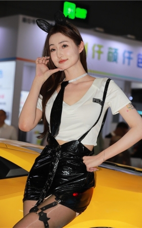 黑丝皮裙车模美女(93P)