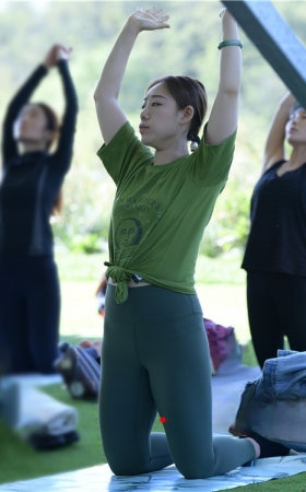草地上练习瑜伽的美女(12P)